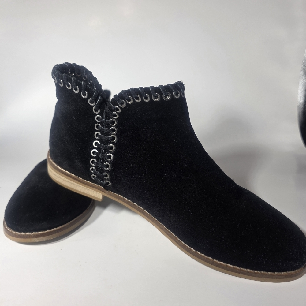 ZARA Kids Black Leather Ankle Boots Size US 4 Girls Slip-On Casual Shoes - Picture 3 of 5